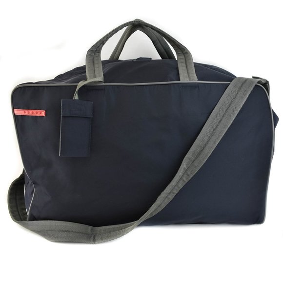 Prada Other - PRADA "Linea Rossa": Navy Blue, Tessuto Nylon & Logo Duffel/Weekender Bag (td)